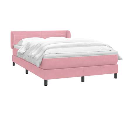 vidaXL Sommier &agrave; lattes de lit avec matelas rose 140x220 cm velours