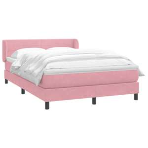 vidaXL Sommier &agrave; lattes de lit avec matelas rose 140x220 cm velours