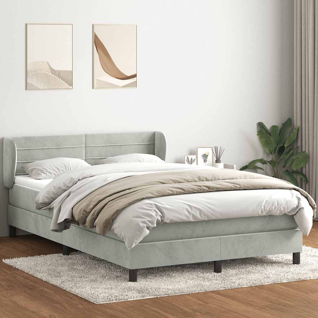 Box spring postel s matrací světle šedá 160x220 cm samet