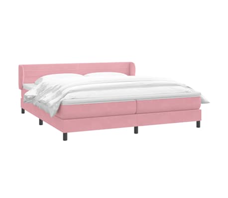 vidaXL Sommier &agrave; lattes de lit avec matelas rose 180x220 cm velours