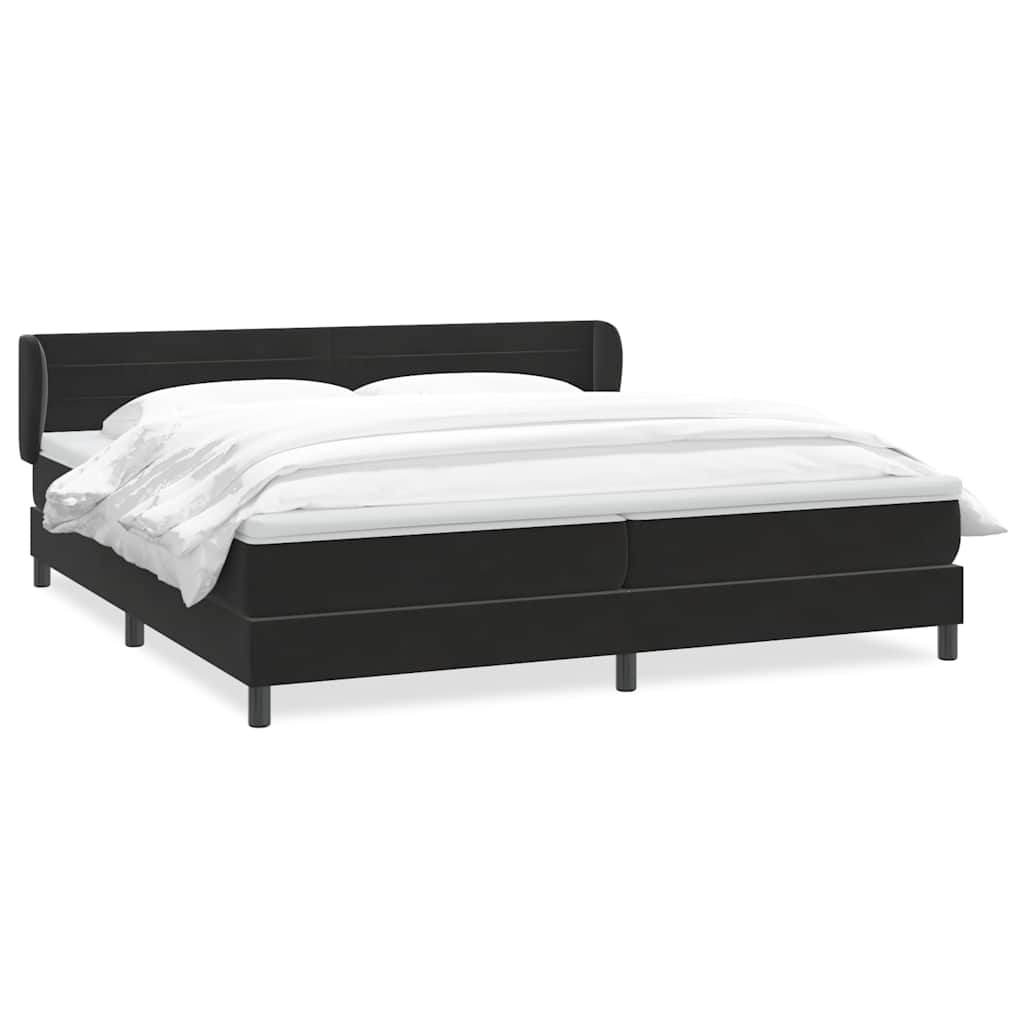 Boxspring postelja z vzmetnicami črna 200x220 cm žamet
