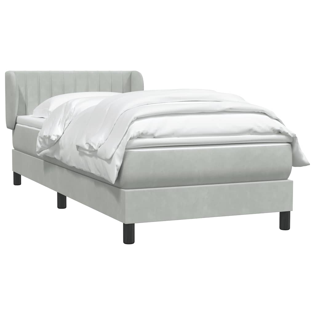 vidaXL Boxspring met matras fluweel lichtgrijs 80x210 cm afbeelding