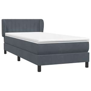 Box spring postel s matrací tmavě šedá 80x210 cm samet - obrázek 4
