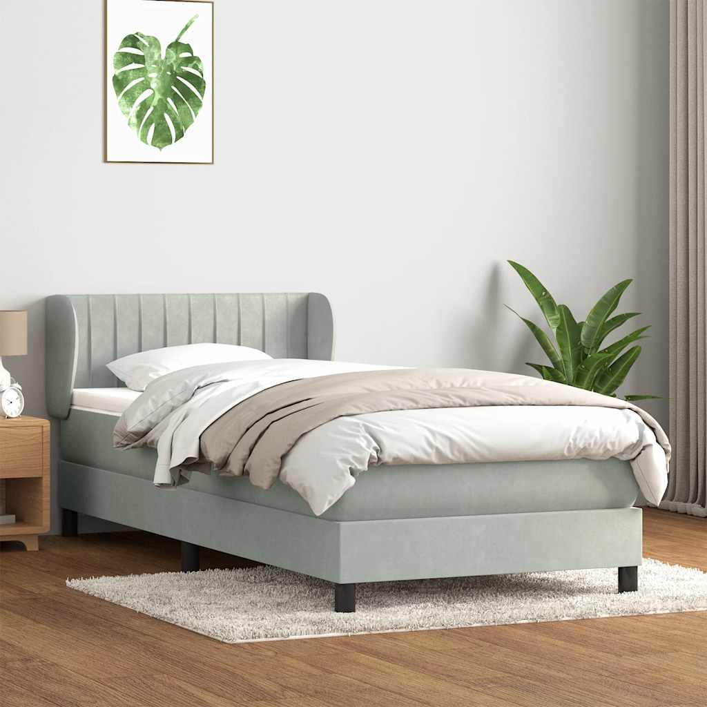 Box spring postel s matrací světle šedá 90x210 cm samet