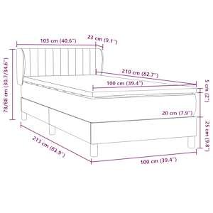 Box spring postel s matrací tmavě modrá 100x210 cm samet - obrázek 12