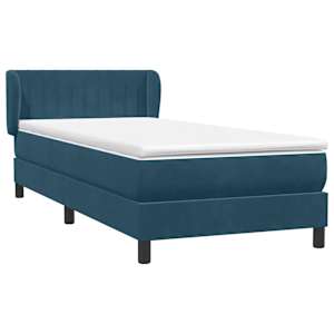 Box spring postel s matrací tmavě modrá 100x210 cm samet - obrázek 4