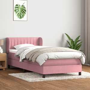Box spring postel s matrací růžová 100x210 cm samet