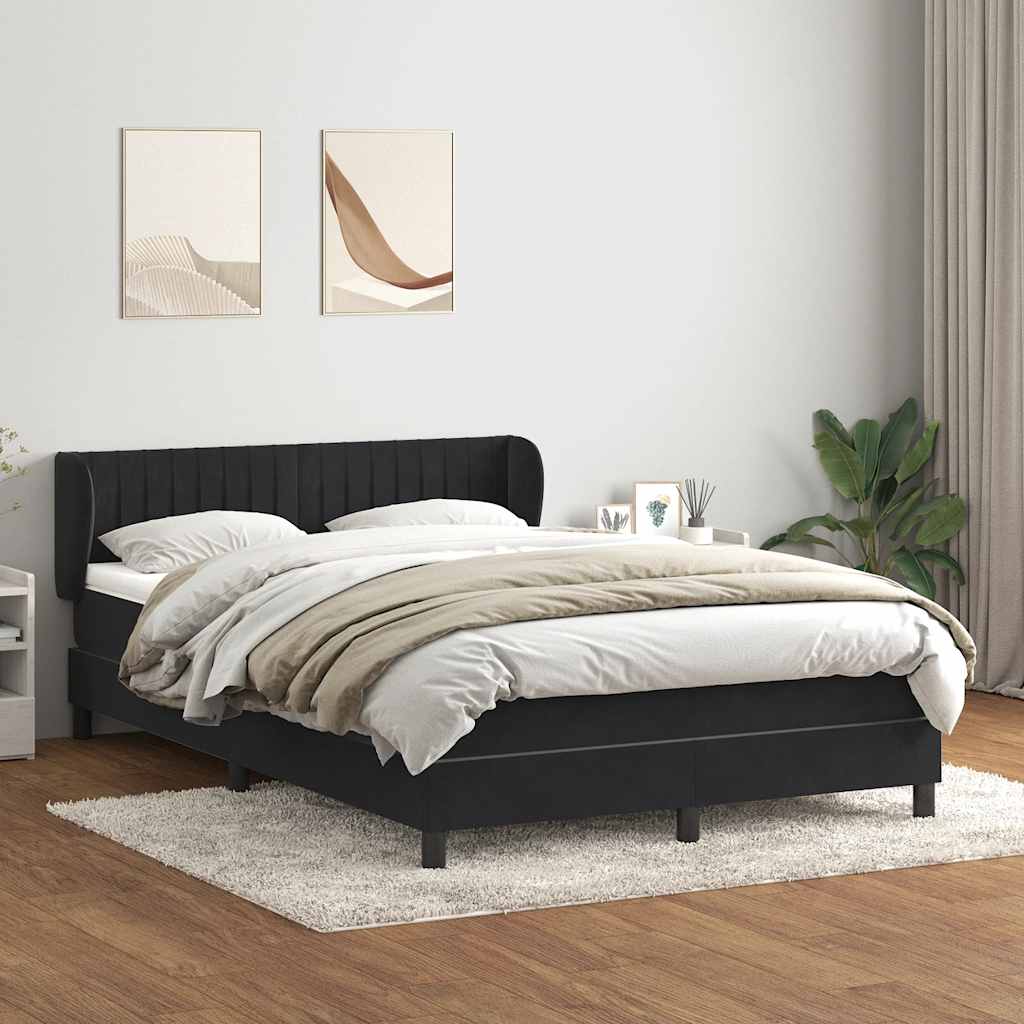 vidaXL Boxspringbett mit Matratze Schwarz 140x210 cm Samt