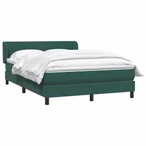 vidaXL Pat box spring cu saltea, Verde &icirc;nchis, 140x210 cm, catifea