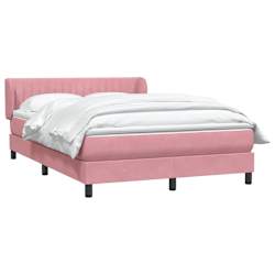 vidaXL Boxspring met matras fluweel roze 140x210 cm