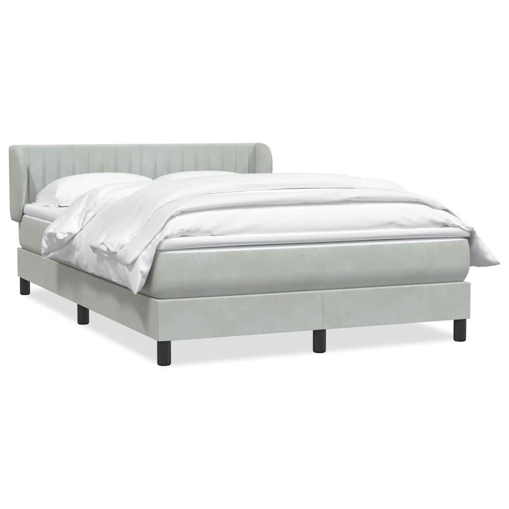 vidaXL Boxspring met matras fluweel lichtgrijs 160x210 cm grijs, foto 3