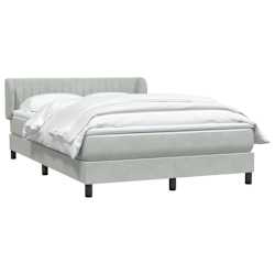 vidaXL Boxspringbett mit Matratze Hellgrau 160x210 cm Samt