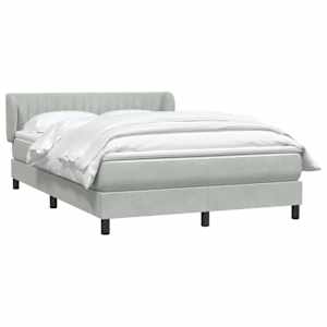 vidaXL Boxspringbett mit Matratze Hellgrau 160x210 cm Samt
