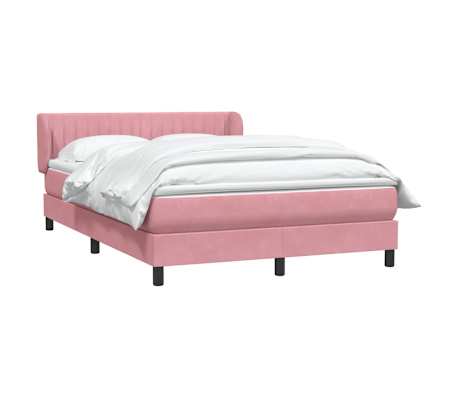 vidaXL Sommier &agrave; lattes de lit avec matelas rose 160x210 cm velours