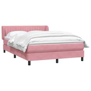 vidaXL Sommier &agrave; lattes de lit avec matelas rose 160x210 cm velours