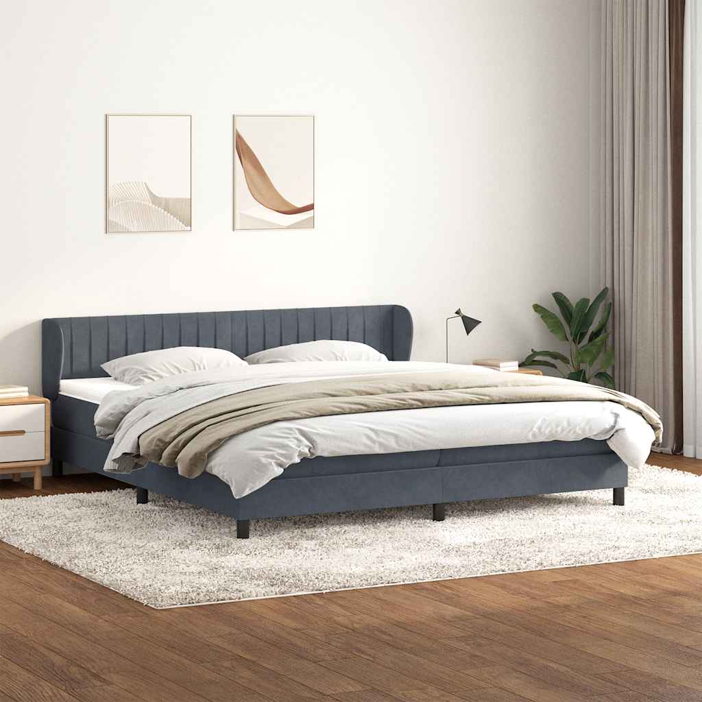 vidaXL Boxspringbett mit Matratzen Dunkelgrau 180x210 cm Samt