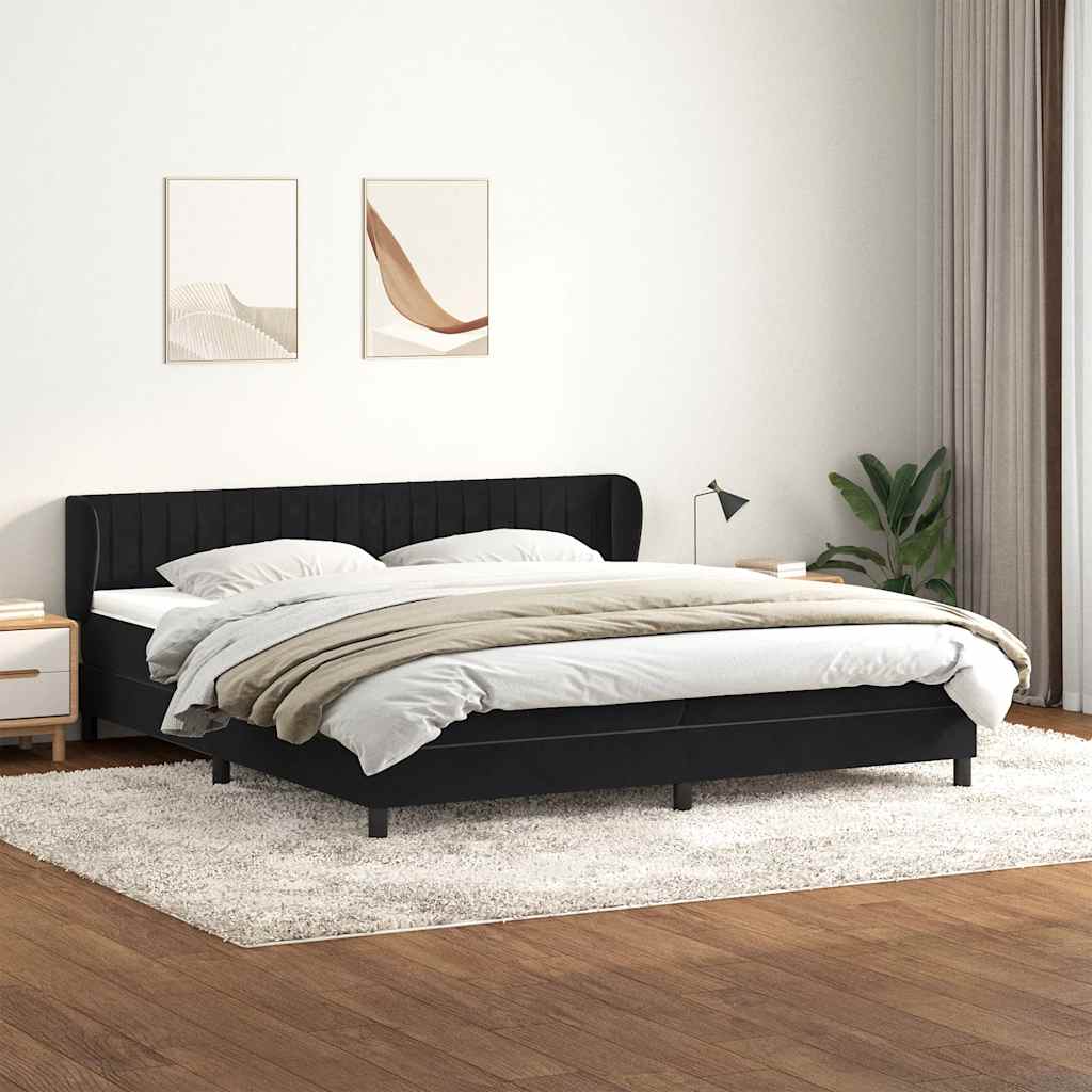 vidaXL Boxspringbett mit Matratzen Schwarz 180x210 cm Samt