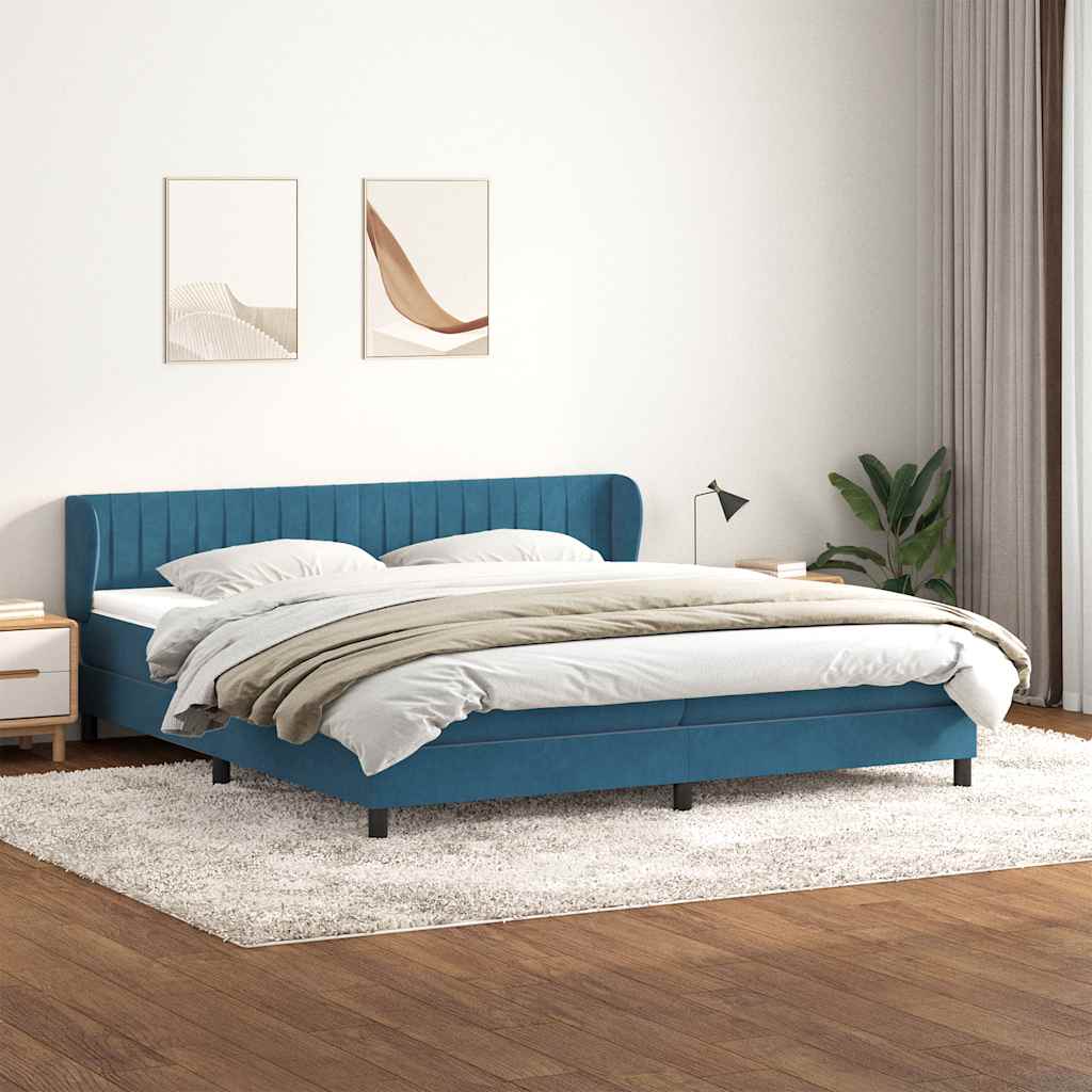 vidaXL Boxspringbett mit Matratzen Dunkelblau 180x210 cm Samt