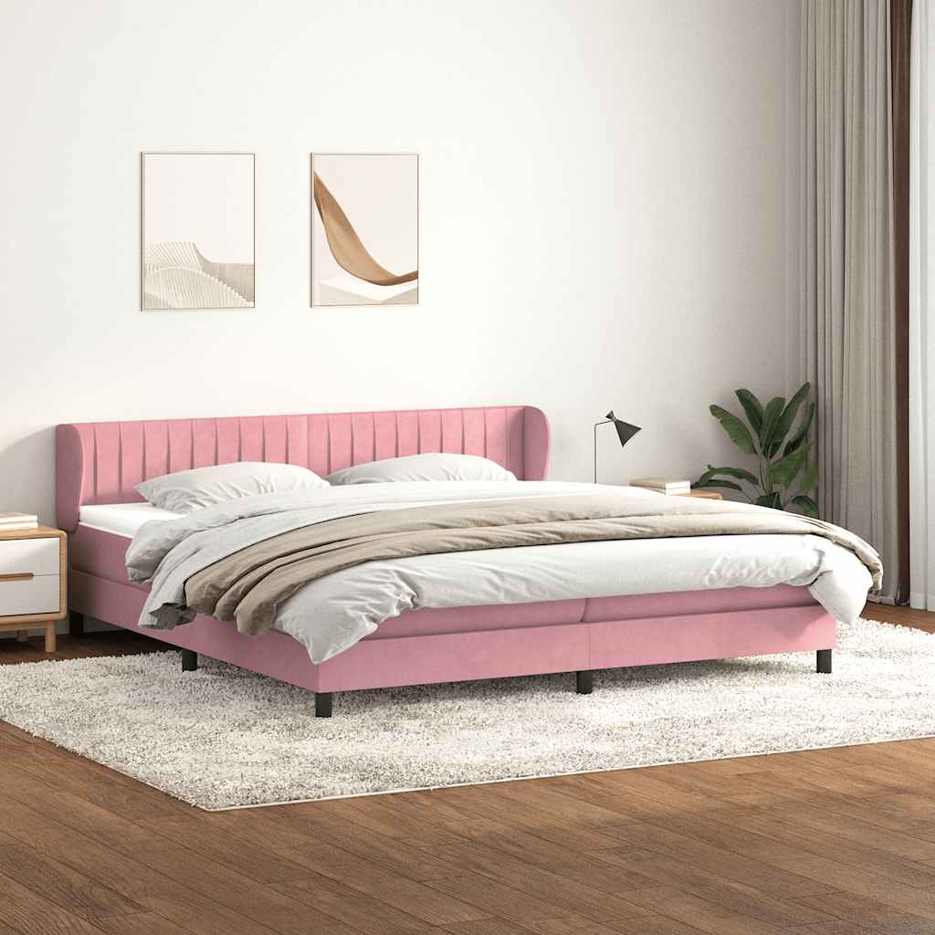 vidaXL Boxspringbett mit Matratzen Rosa 180x210 cm Samt