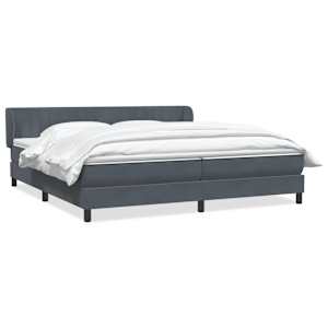 Box spring postel s matracemi tmavě šedá 200x210 cm samet - obrázek 2