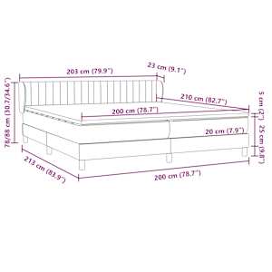 Box spring postel s matracemi tmavě šedá 200x210 cm samet - obrázek 12