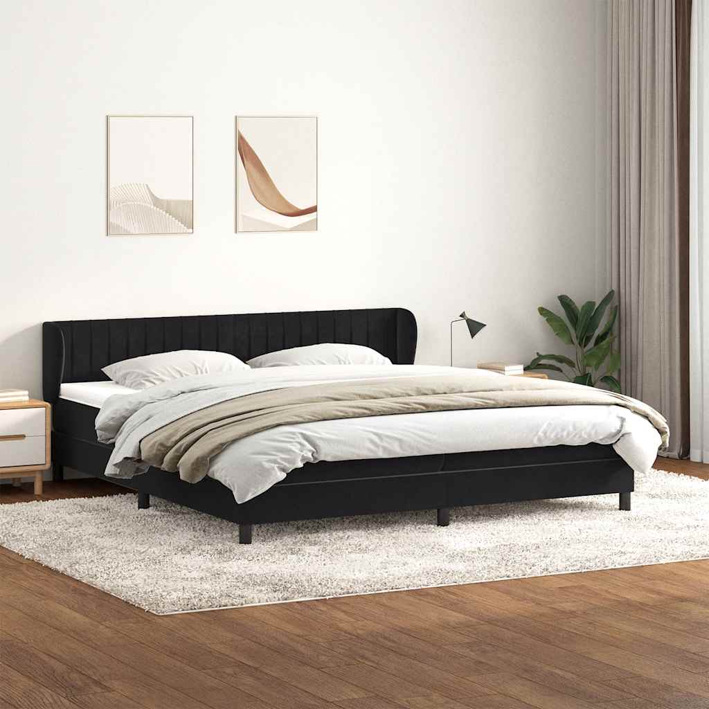 vidaXL Boxspringbett mit Matratzen Schwarz 200x210 cm Samt