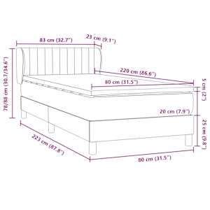 Box spring postel s matrací tmavě šedá 80x220 cm samet - obrázek 12