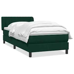 Box spring postel s matrací tmavě zelená 80x220 cm samet - obrázek 2