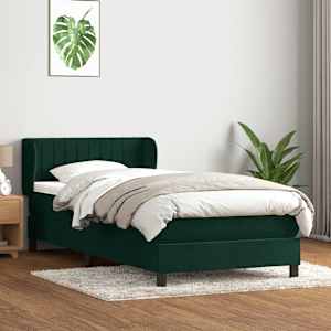 Box spring postel s matrací tmavě zelená 80x220 cm samet - obrázek 1