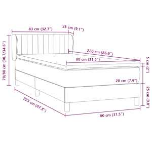 Box spring postel s matrací tmavě modrá 80x220 cm samet - obrázek 12
