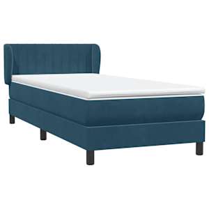 Box spring postel s matrací tmavě modrá 80x220 cm samet - obrázek 4