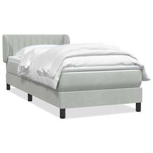 Box Spring Postel s matrací Světle šedá 90x220 cm Samet - obrázek 2