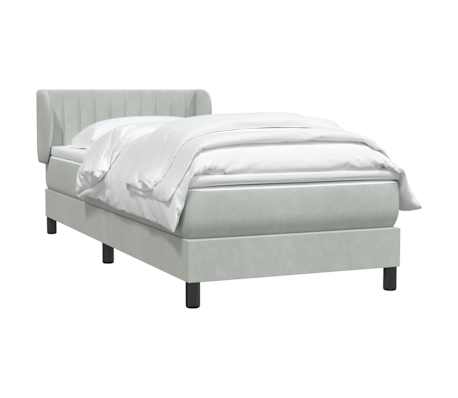 vidaXL Sommier &agrave; lattes de lit et matelas gris clair 90x220 cm velours