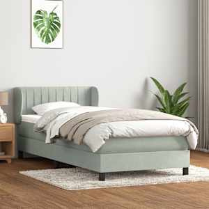 Box Spring Postel s matrací Světle šedá 90x220 cm Samet - obrázek 1