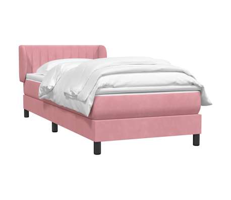 vidaXL Sommier &agrave; lattes de lit avec matelas rose 90x220 cm velours