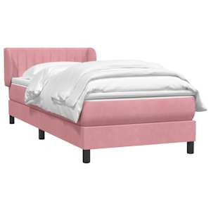 vidaXL Sommier &agrave; lattes de lit avec matelas rose 90x220 cm velours