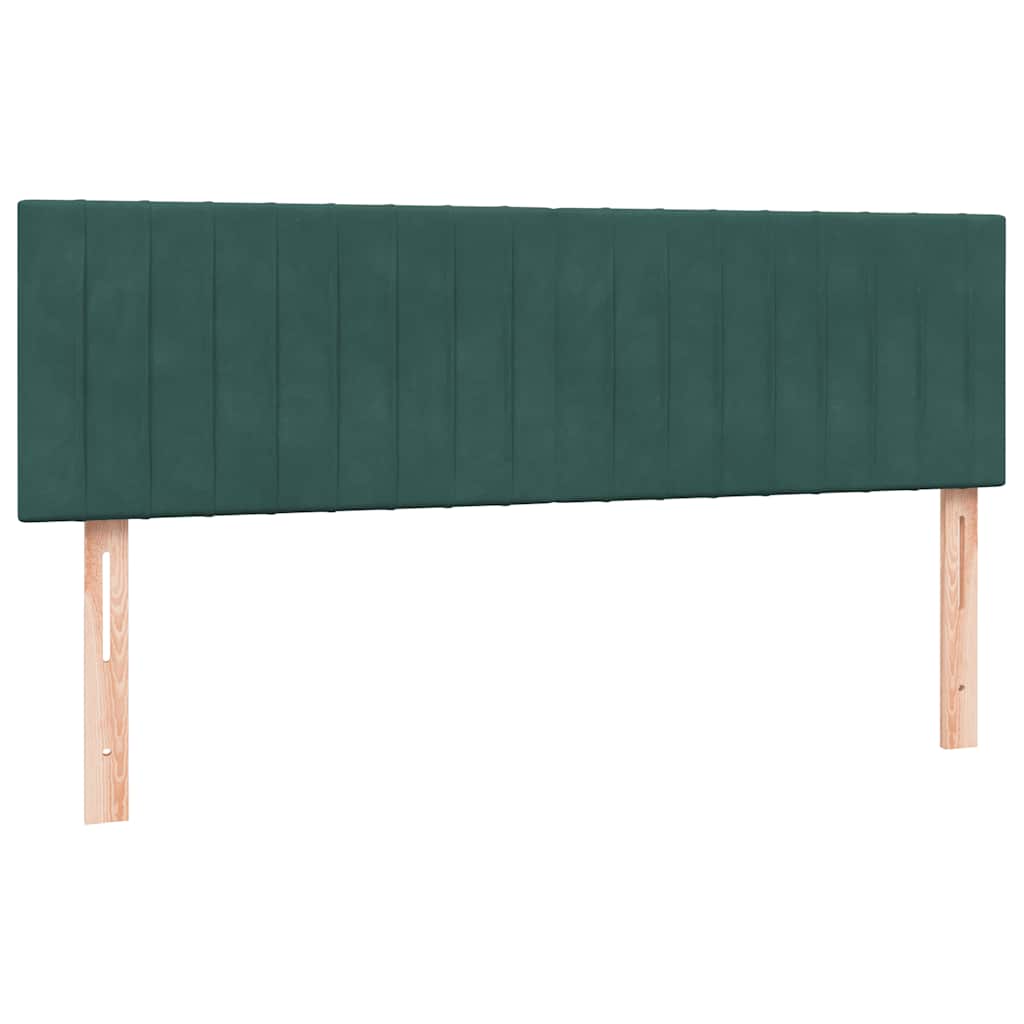 Sötétzöld bársony rugós ágy matraccal 160x220 cm 