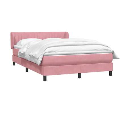 vidaXL Sommier &agrave; lattes de lit avec matelas rose 160x220 cm velours