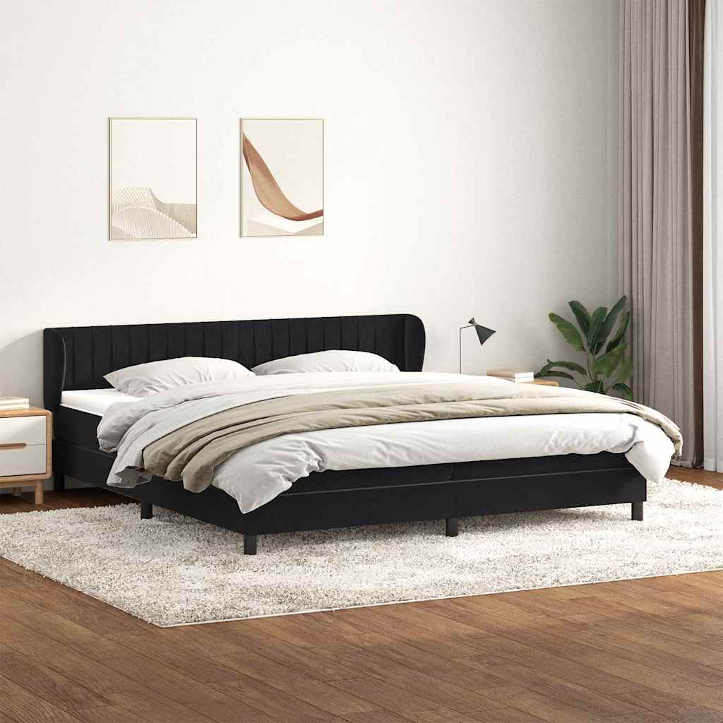 vidaXL Boxspringbett mit Matratzen Schwarz 180x220 cm Samt