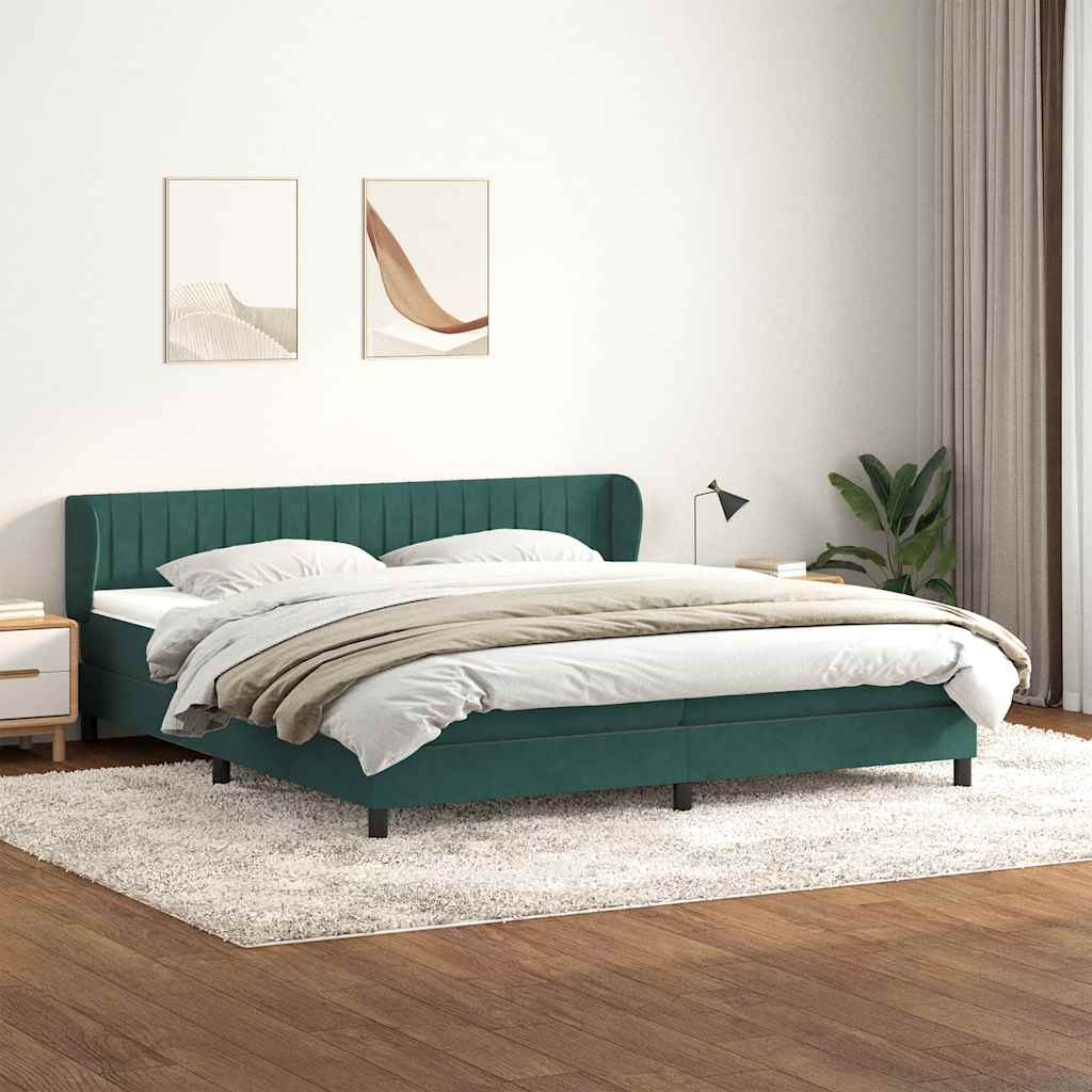 vidaXL Boxspringbett mit Matratzen Dunkelgrün 180x220 cm Samt