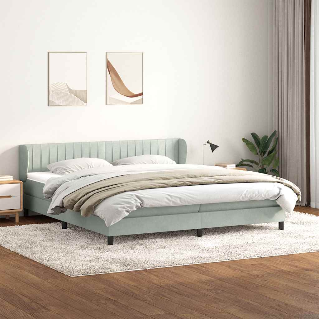 vidaXL Boxspringbett mit Matratzen Hellgrau 200x220 cm Samt