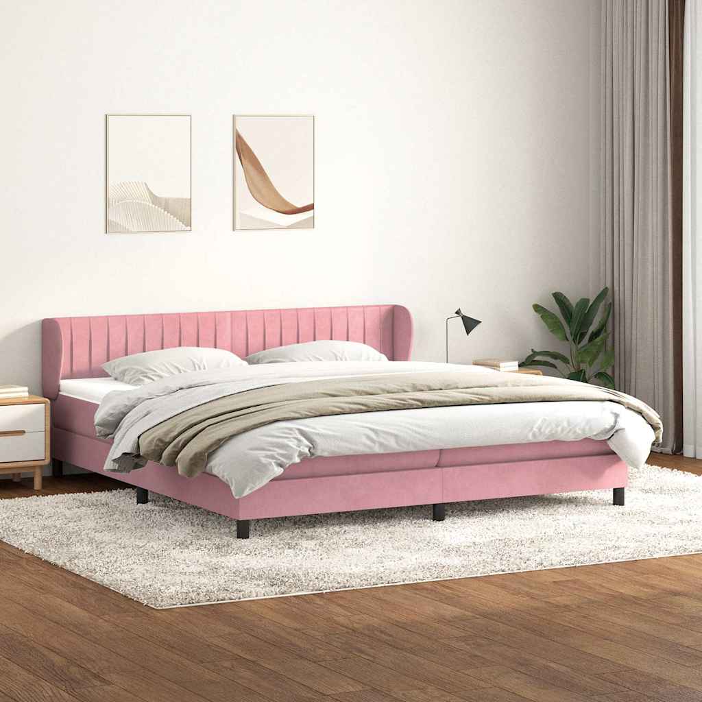 vidaXL Boxspringbett mit Matratzen Rosa 200x220 cm Samt