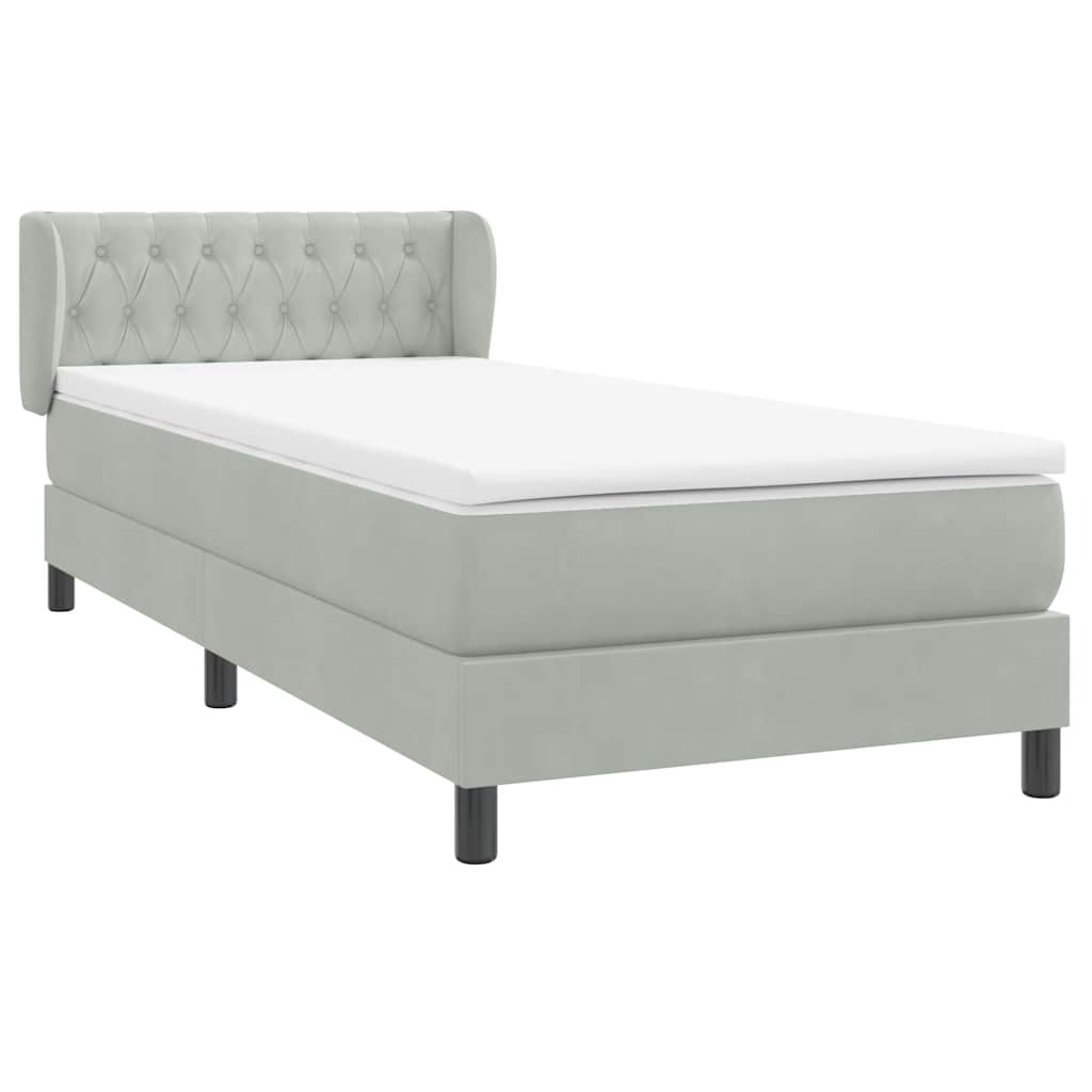 vidaXL Boxspring met matras fluweel lichtgrijs 80x210 cm grijs, foto 4