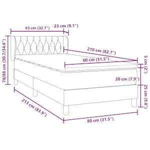 Box spring postel s matrací světle šedá 80x210 cm samet - obrázek 12
