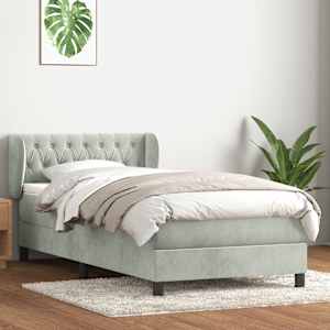 Box spring postel s matrací světle šedá 80x210 cm samet - obrázek 1
