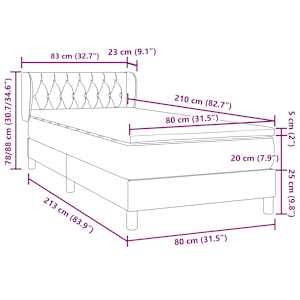 Box spring postel s matrací tmavě šedá 80x210 cm samet - obrázek 12