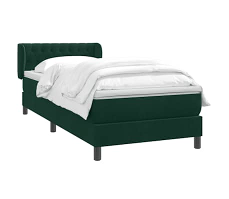 vidaXL Sommier &agrave; lattes de lit et matelas vert fonc&eacute; 80x210 cm velours