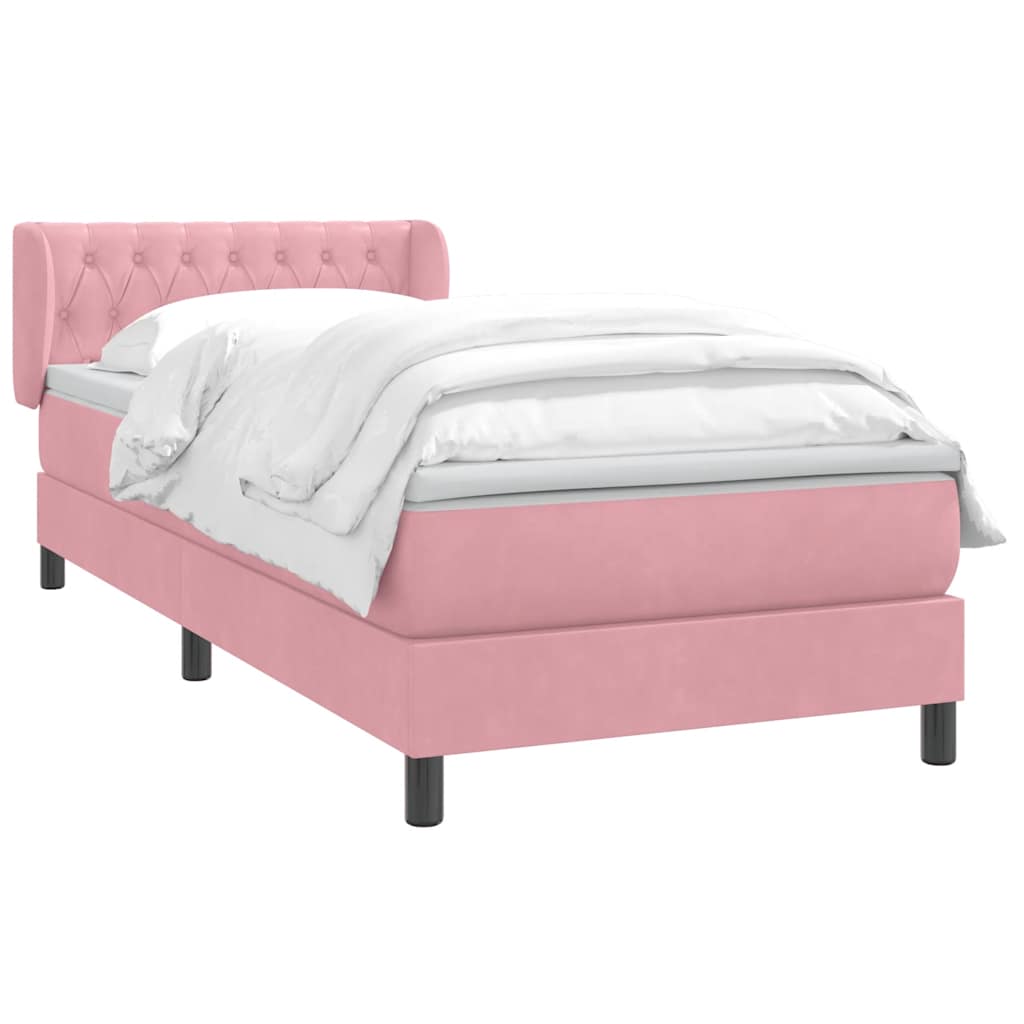 vidaXL Boxspring met matras fluweel roze 80x210 cm afbeelding