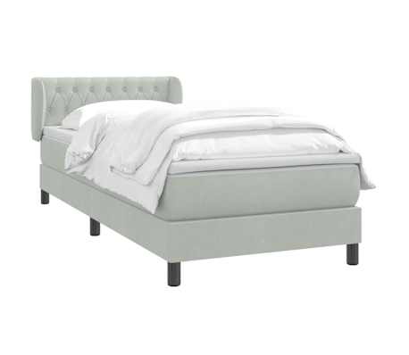 vidaXL Sommier &agrave; lattes de lit et matelas gris clair 90x210 cm velours