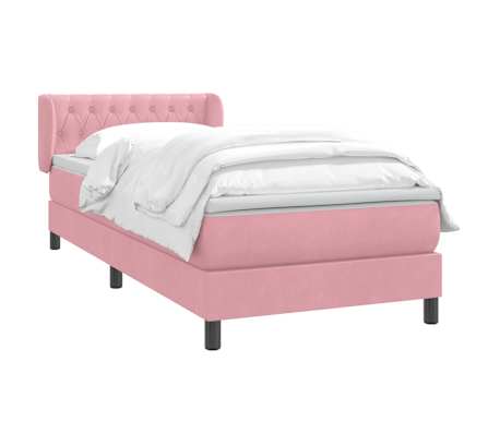vidaXL Sommier &agrave; lattes de lit avec matelas rose 90x210 cm velours